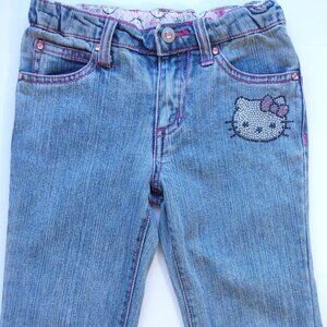 Sanrio Hello Kitty Embellished Bootcut Flare Denim Jean Girls Adjustable Size 6